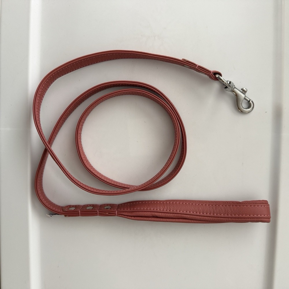 Angel Alpine Pink Leather 5' Long Dog Leash